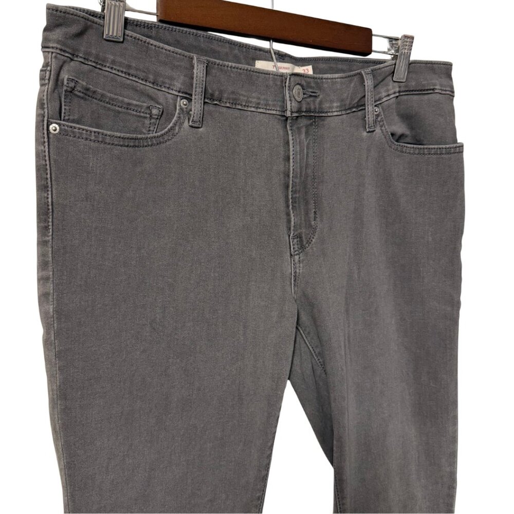Levi’s 711 Skinny Jeans Women’s Size 33 Mid Rise Stretch Denim - Dark Gray - Picture 2 of 6